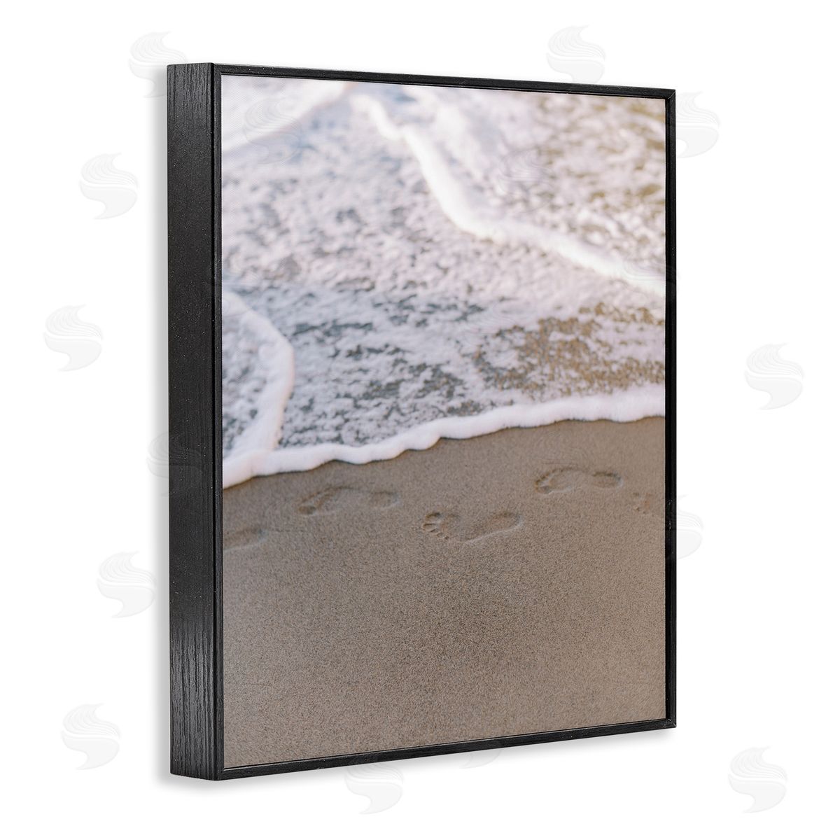 Ocean's Edge Footprints Black Frame Print Wall Art, Home Decor by Justine Milton