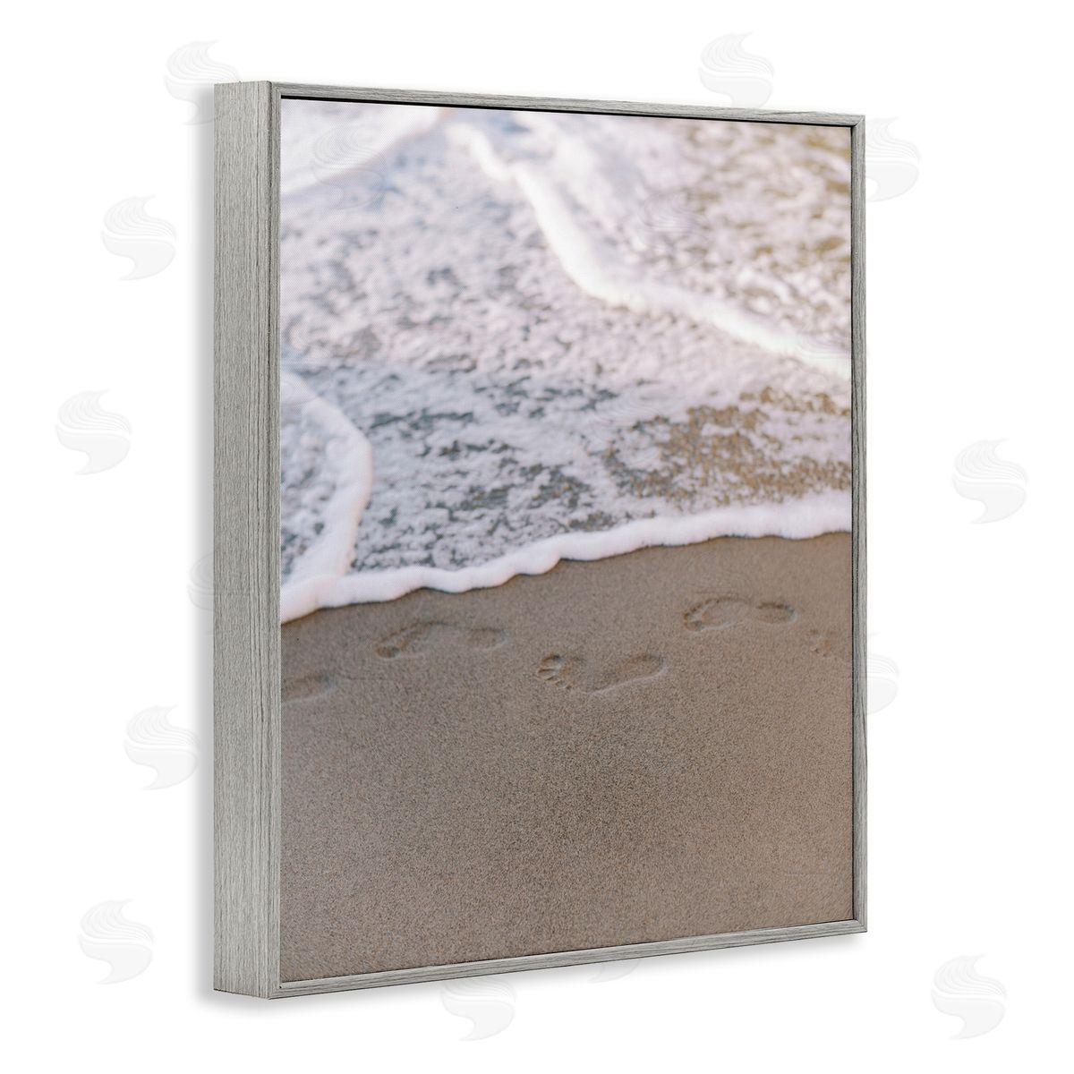 Ocean's Edge Footprints Grey Frame Print Wall Art, Home Decor by Justine Milton