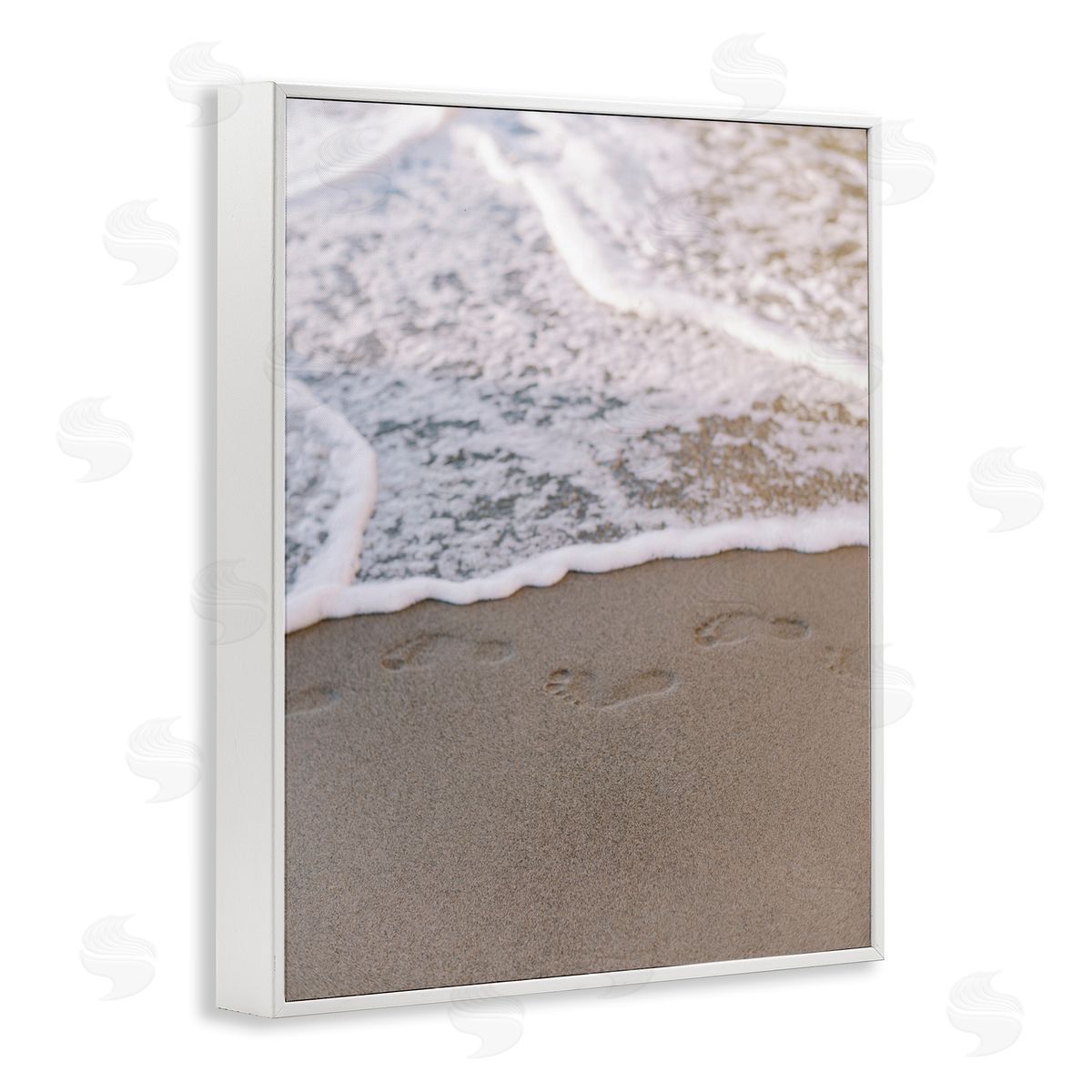 Ocean's Edge Footprints White Frame Print Wall Art, Home Decor by Justine Milton