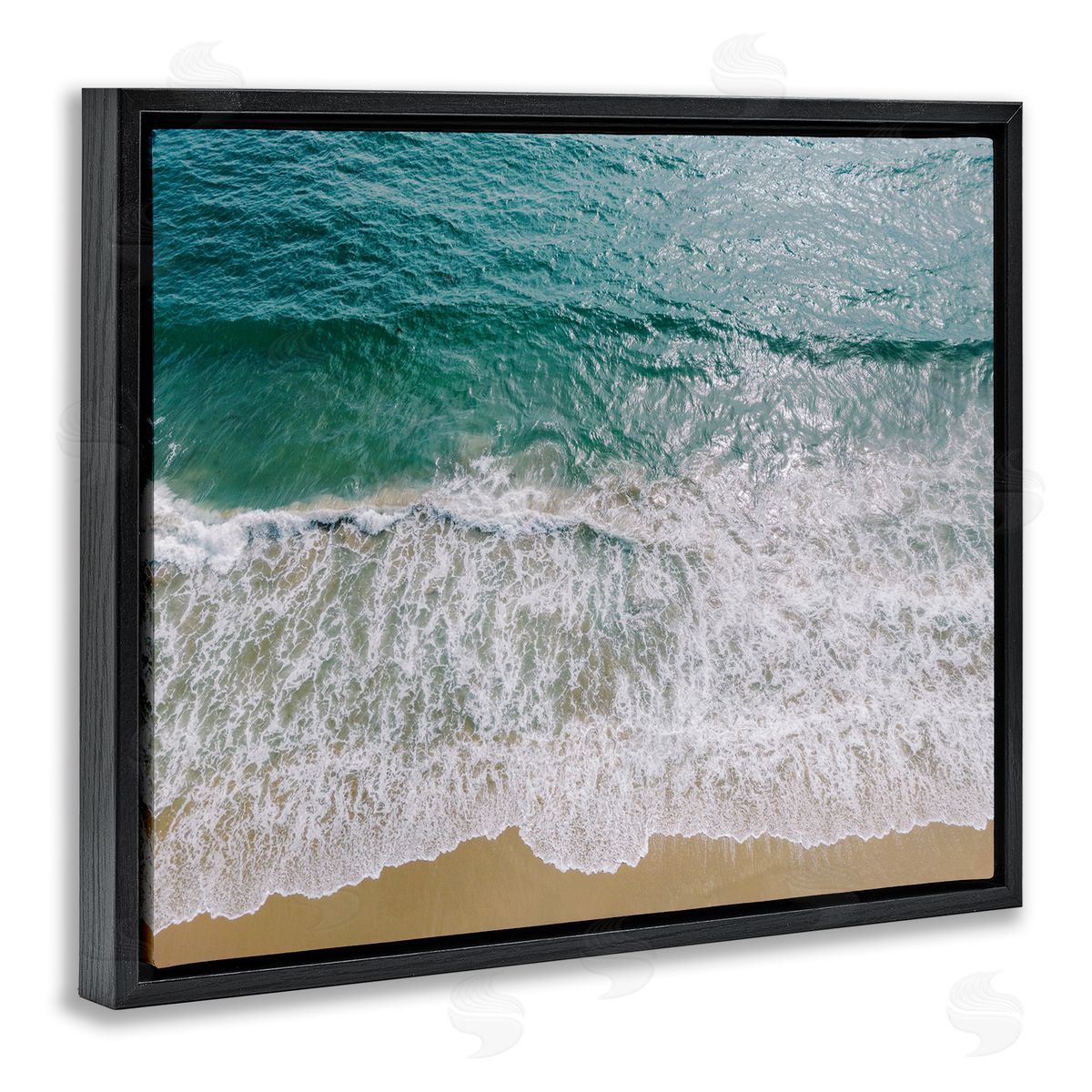 Coastal Sea Waves Black Floating Frame Canvas Wall Art, Home Decor by Justine Milton