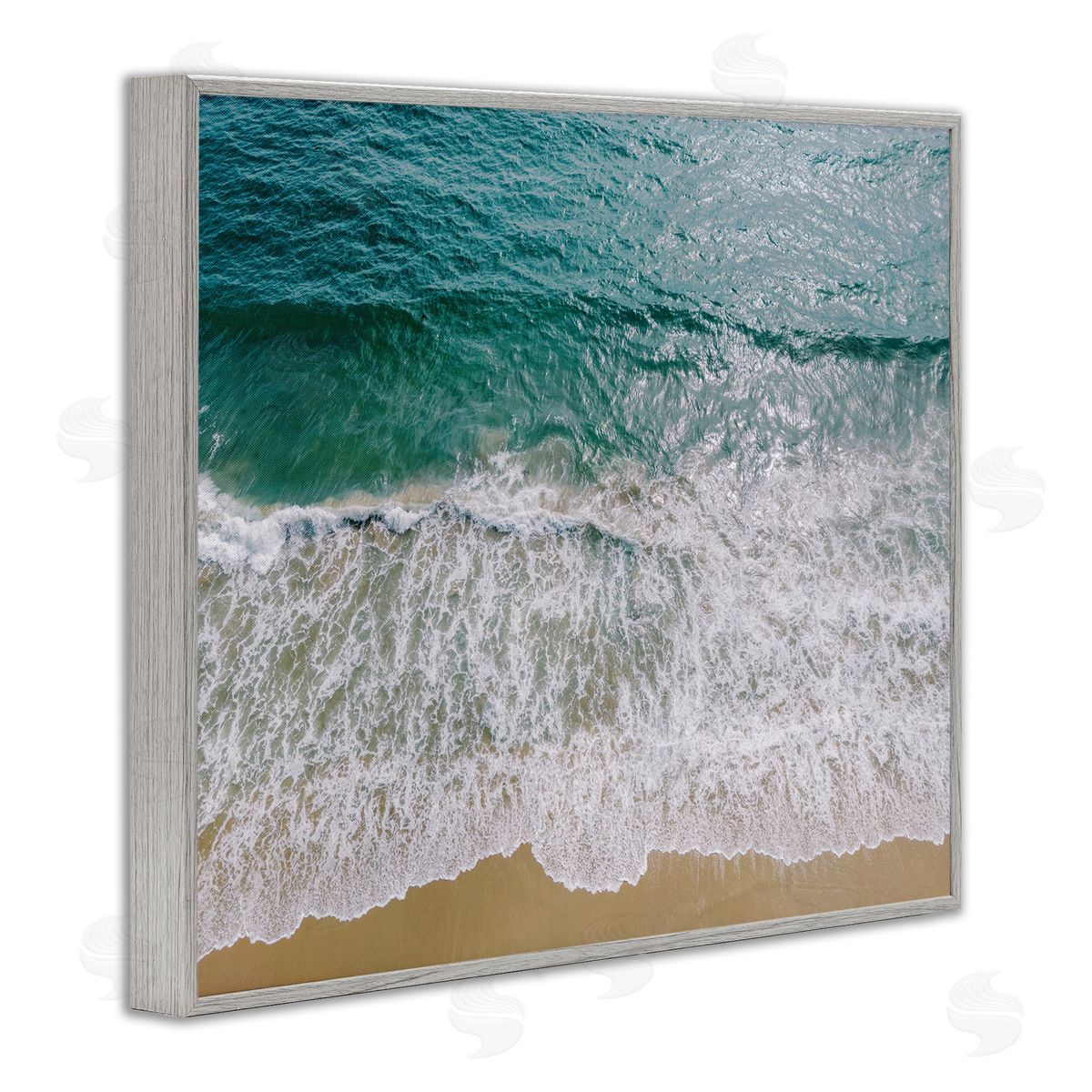 Coastal Sea Waves Grey Frame Print Wall Art, Home Decor by Justine Milton