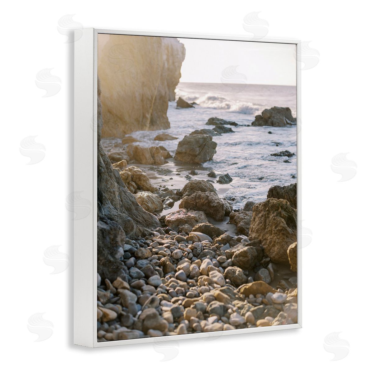 Rocky Coast Waves White Frame Print Wall Art, Home Decor by Justine Milton