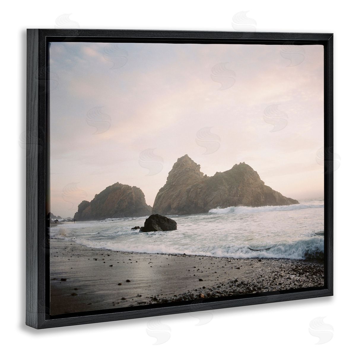 Seaside Cliffs Landscape Black Floating Frame Canvas Wall Art, Home Decor by Justine Milton