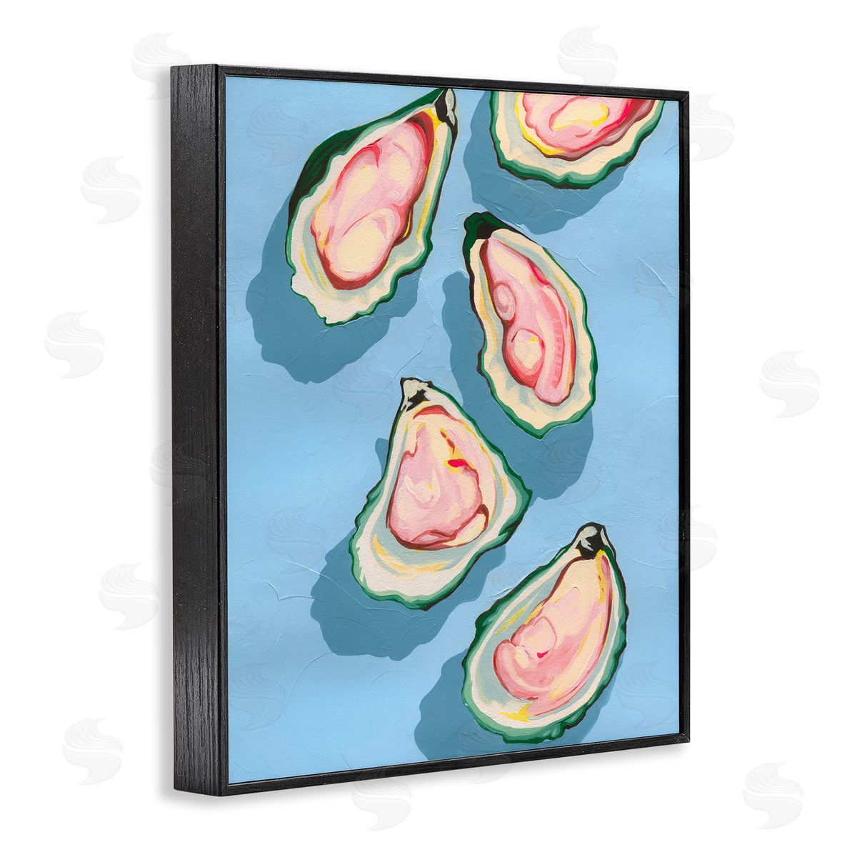Summer Beach Oysters Black Frame Print Wall Art, Home Decor by Grace Popp
