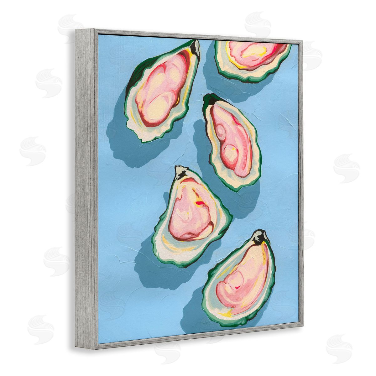 Summer Beach Oysters Grey Frame Print Wall Art, Home Decor by Grace Popp