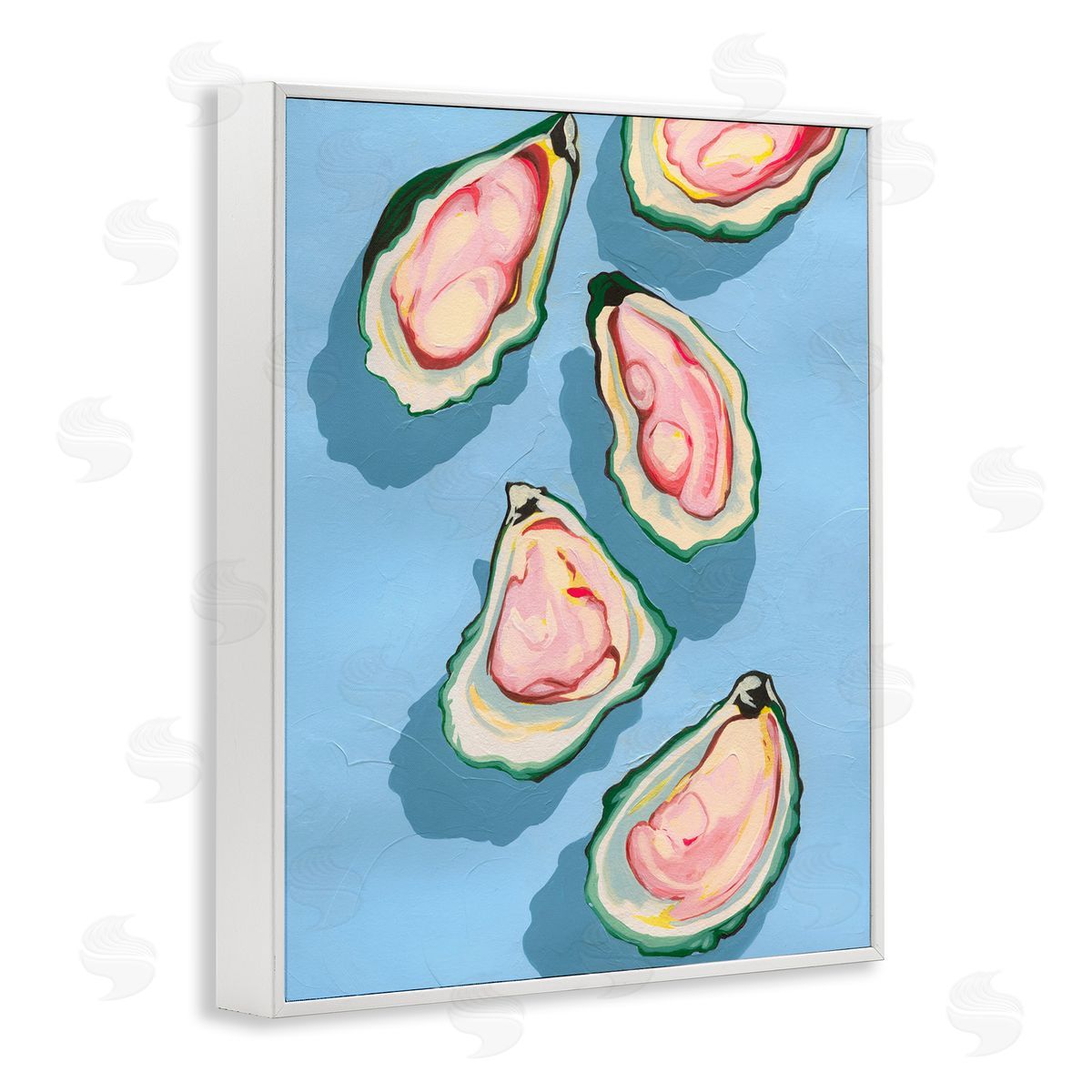 Summer Beach Oysters White Frame Print Wall Art, Home Decor by Grace Popp