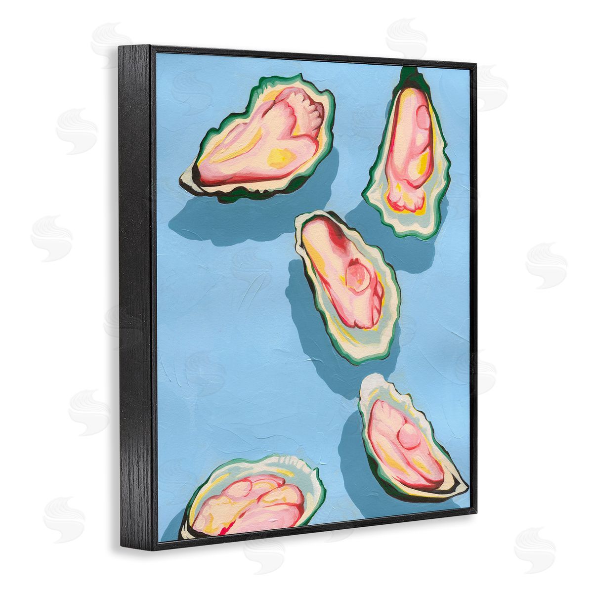 Bold Oysters on Blue Black Frame Print Wall Art, Home Decor by Grace Popp