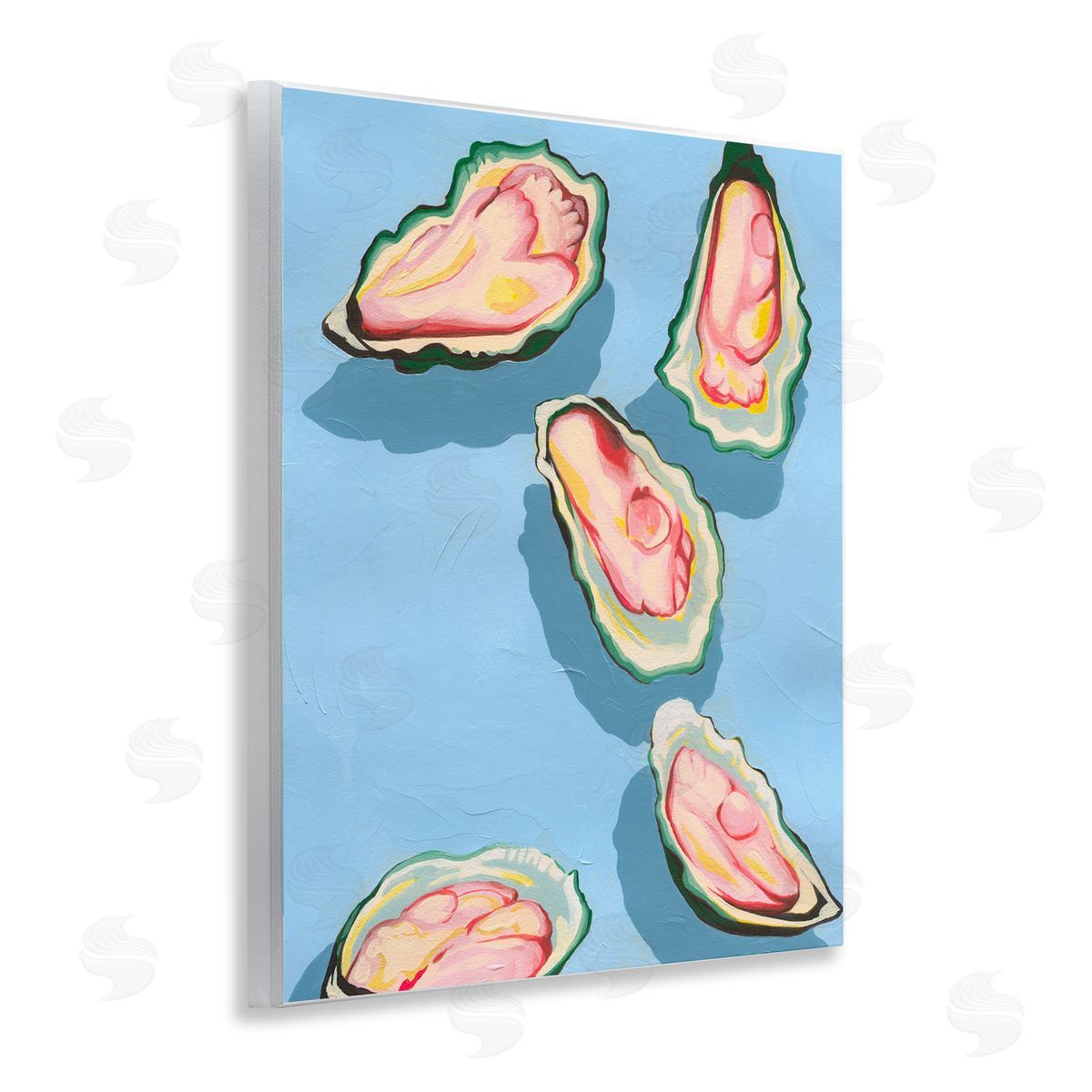 Bold Oysters on Blue Wood Plaque Wall Art, Home Decor by Grace Popp
