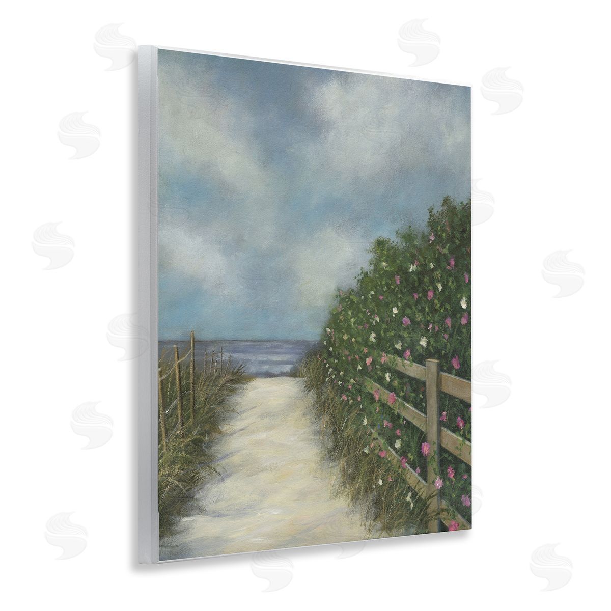 Floral Lined Beach Path Wood Plaque Wall Art, Home Decor by David Swanagin