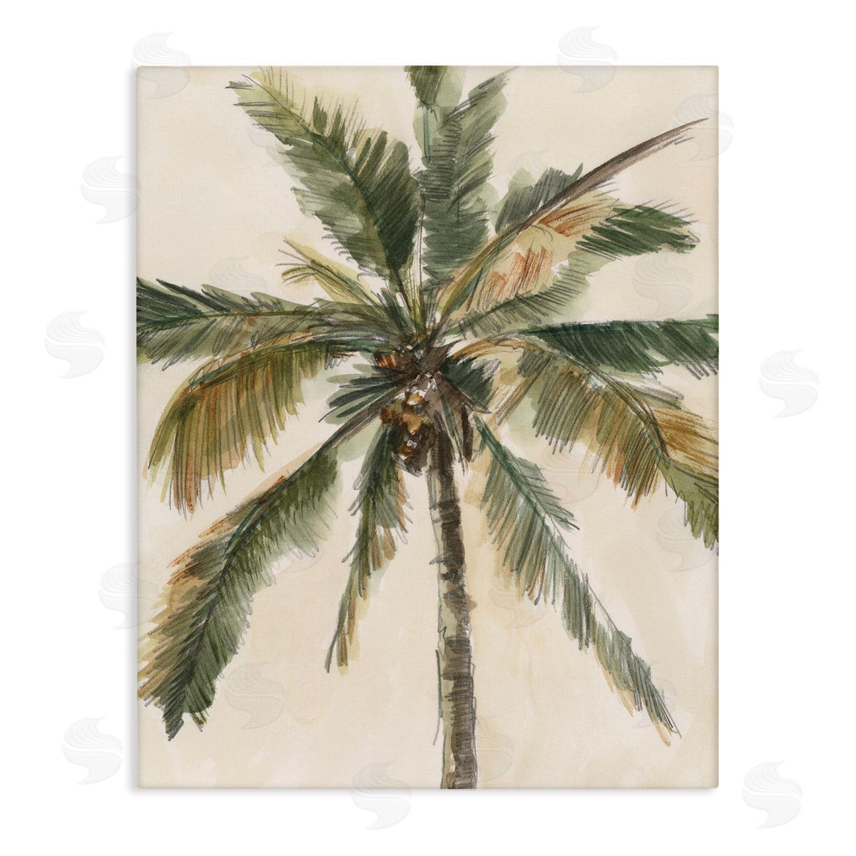Ethan Harper Palm Tree on Beige Canvas Wall Art Print