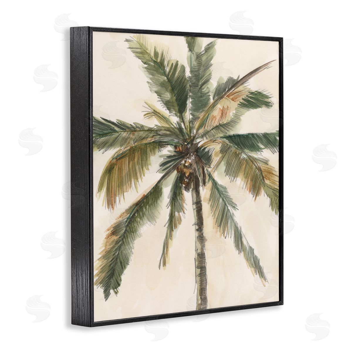 Ethan Harper Palm Tree on Beige Black Framed Giclee Wall Art Print