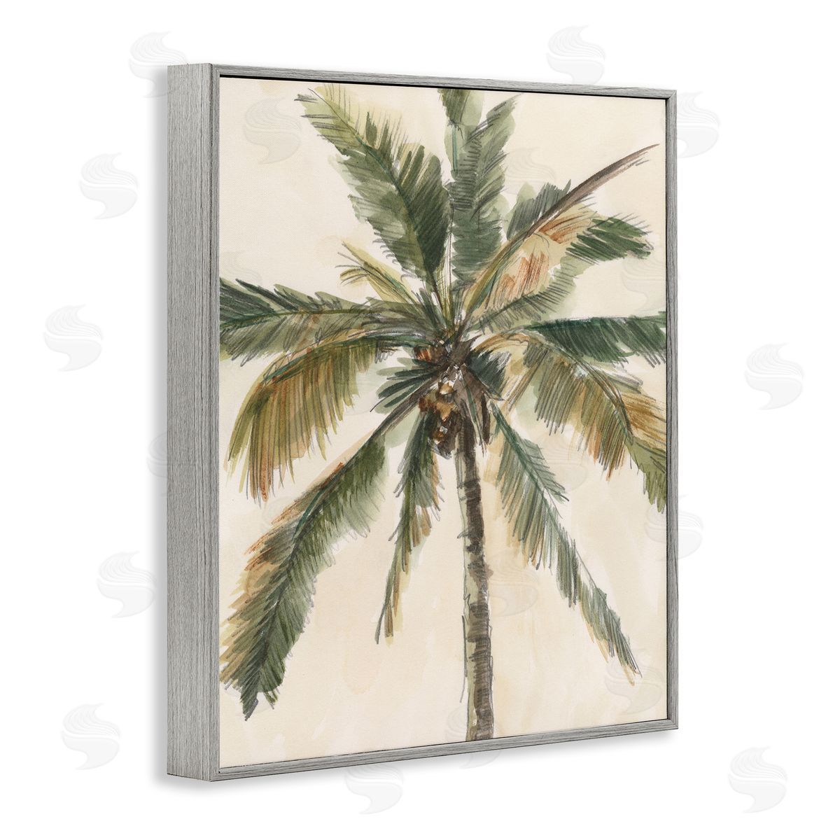Ethan Harper Palm Tree on Beige Gray Framed Giclee Wall Art Print