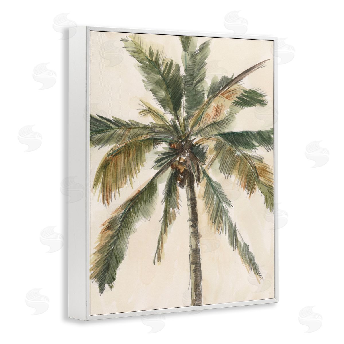Ethan Harper Palm Tree on Beige White Framed Giclee Wall Art Print
