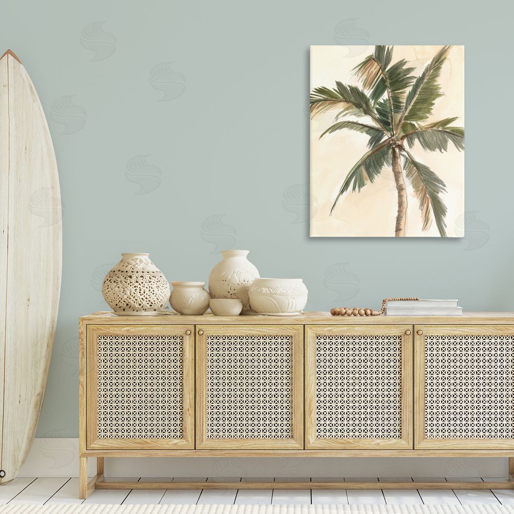 Ethan Harper Muted Palm Tree Canvas Wall Art Print in Room