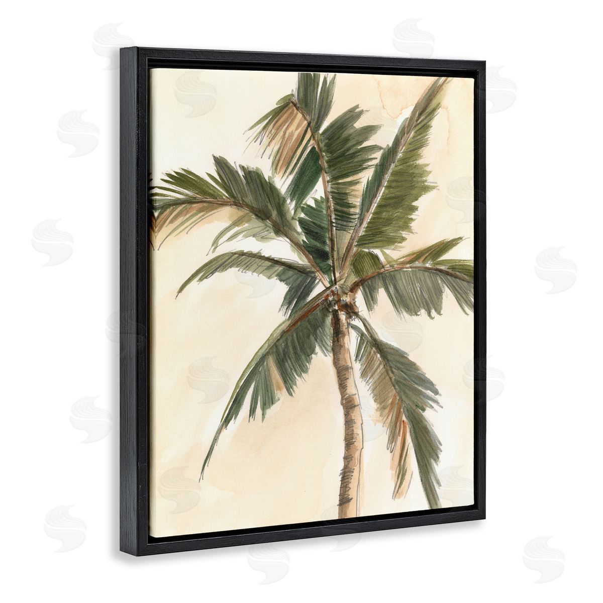 Ethan Harper Muted Palm Tree Black Floating Frame Canvas Wall Art Print