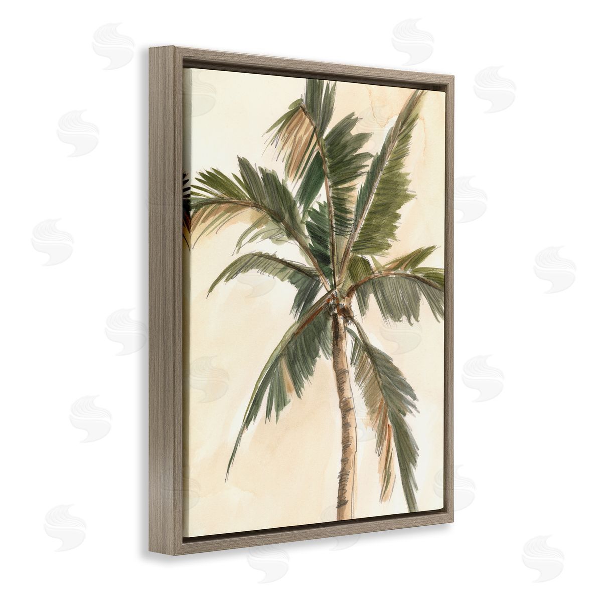 Ethan Harper Muted Palm Tree Brown Floating Frame Canvas Wall Art Print