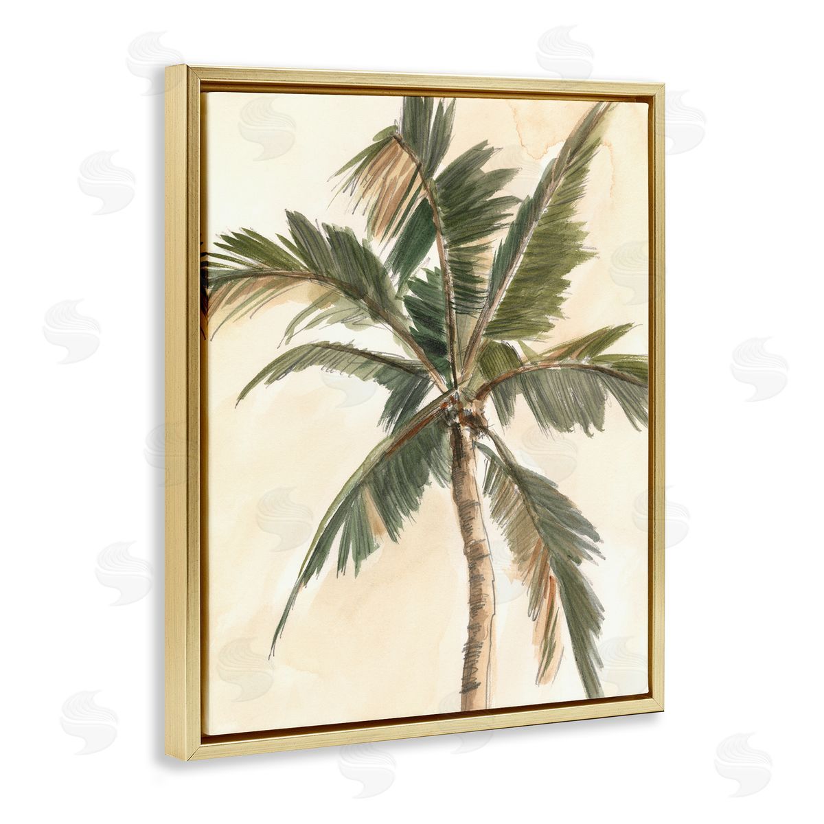Ethan Harper Muted Palm Tree Gold Floating Frame Canvas Wall Art Print