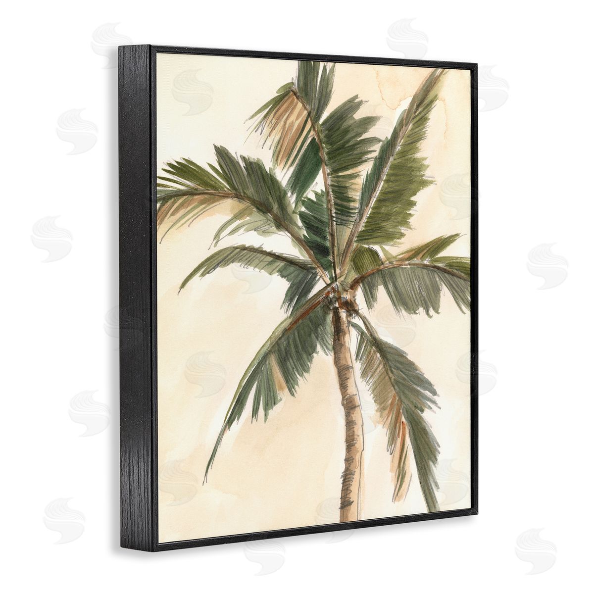 Ethan Harper Muted Palm Tree Black Framed Giclee Wall Art Print