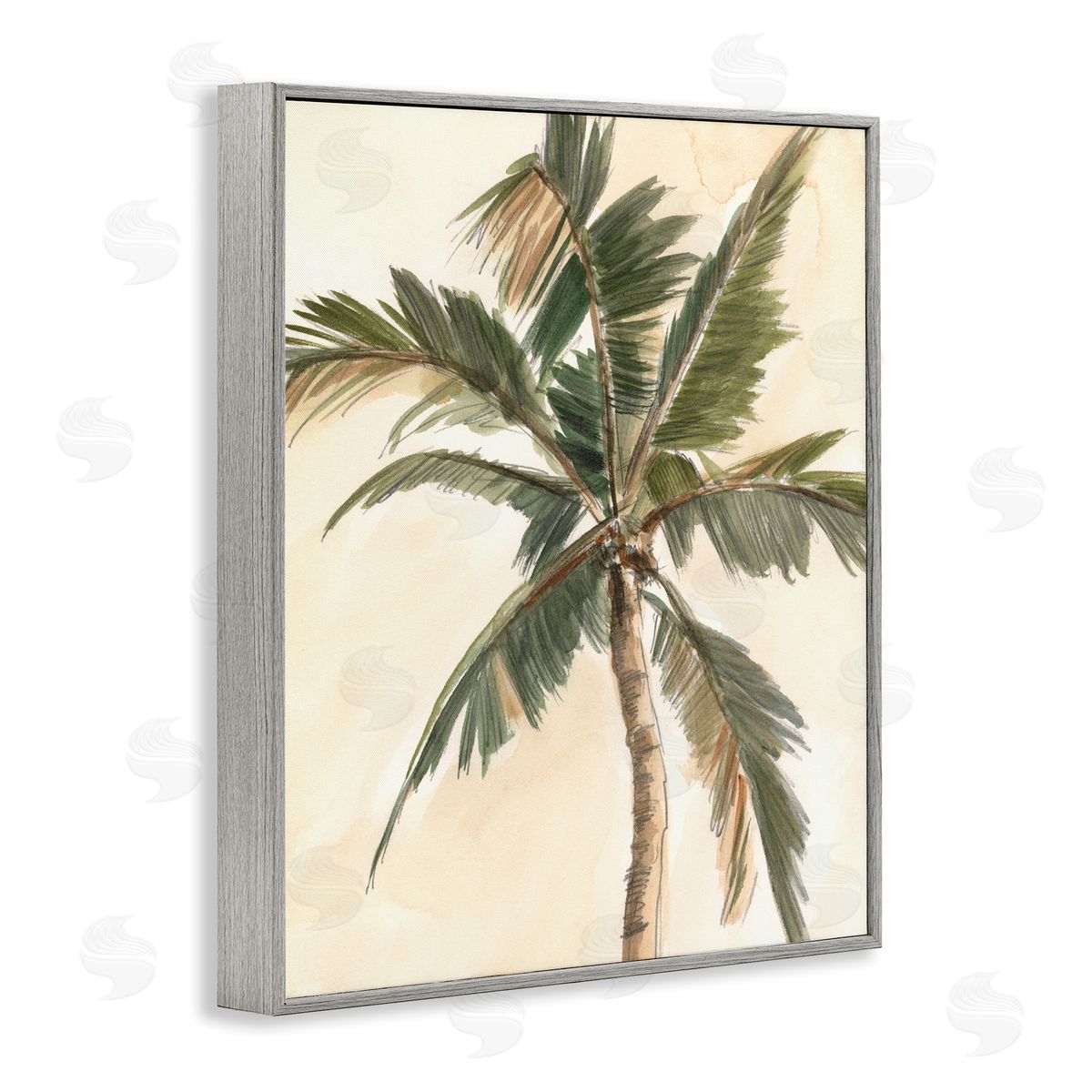 Ethan Harper Muted Palm Tree Gray Framed Giclee Wall Art Print