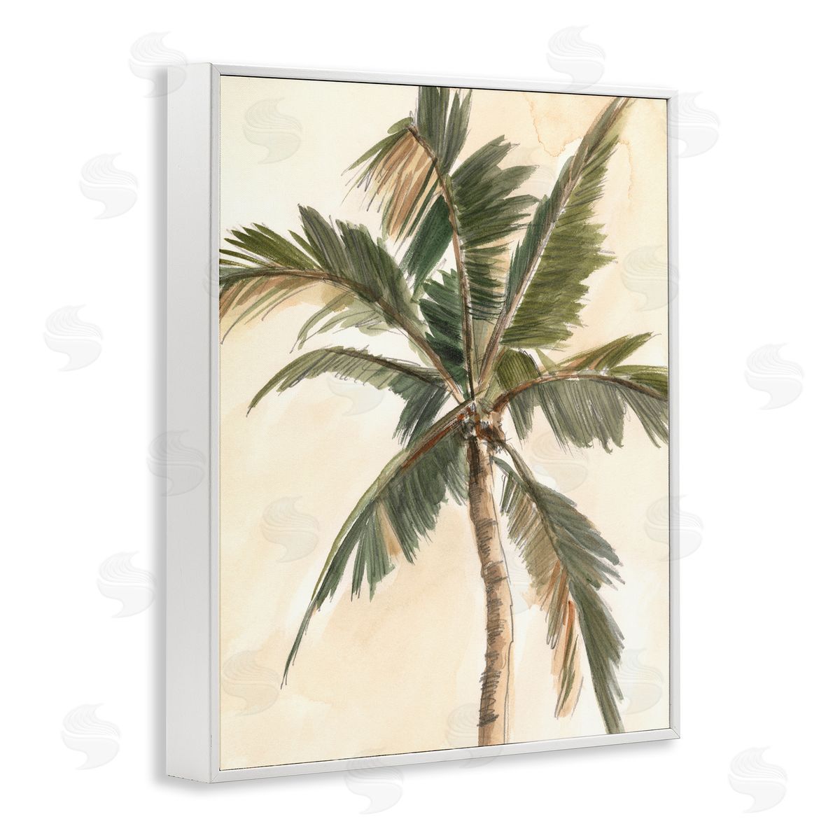 Ethan Harper Muted Palm Tree White Framed Giclee Wall Art Print