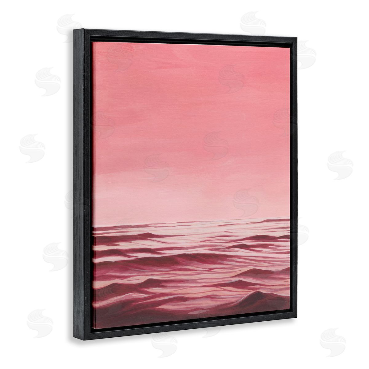 Pink Ocean Ripples Black Floating Frame Canvas Wall Art, Home Decor by Grace Popp
