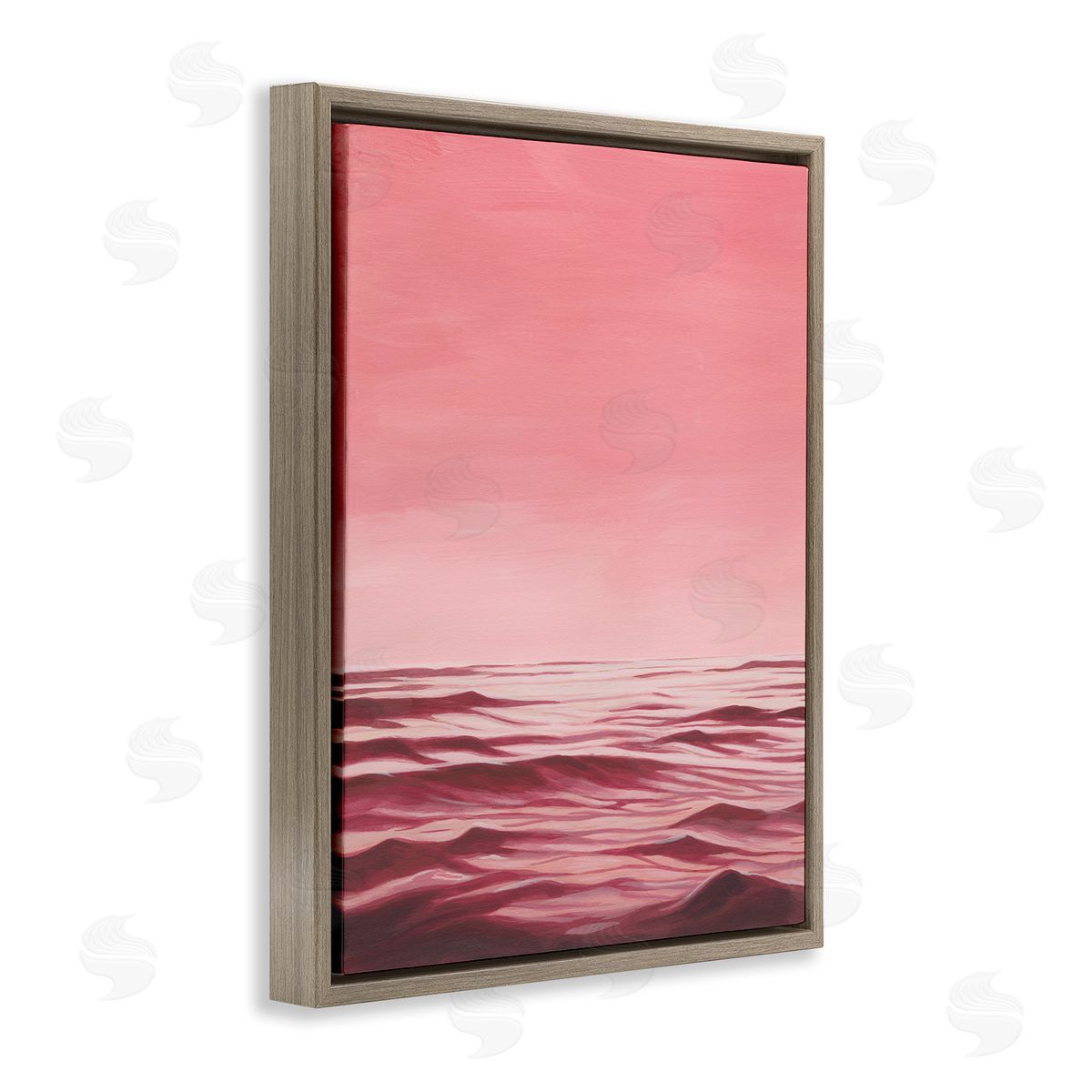 Pink Ocean Ripples Brown Floating Frame Canvas Wall Art, Home Decor by Grace Popp