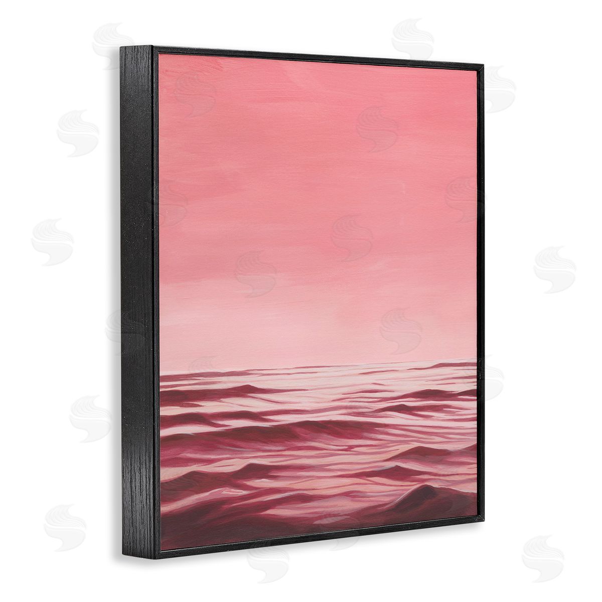 Pink Ocean Ripples Black Frame Print Wall Art, Home Decor by Grace Popp