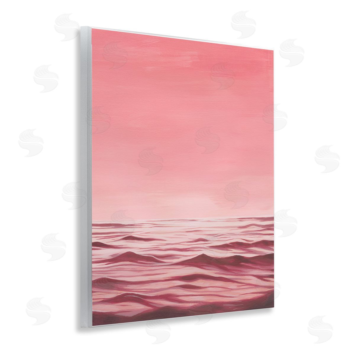 Pink Sea Waves Wood Plaque Wall Art, Home Decor by Grace Popp