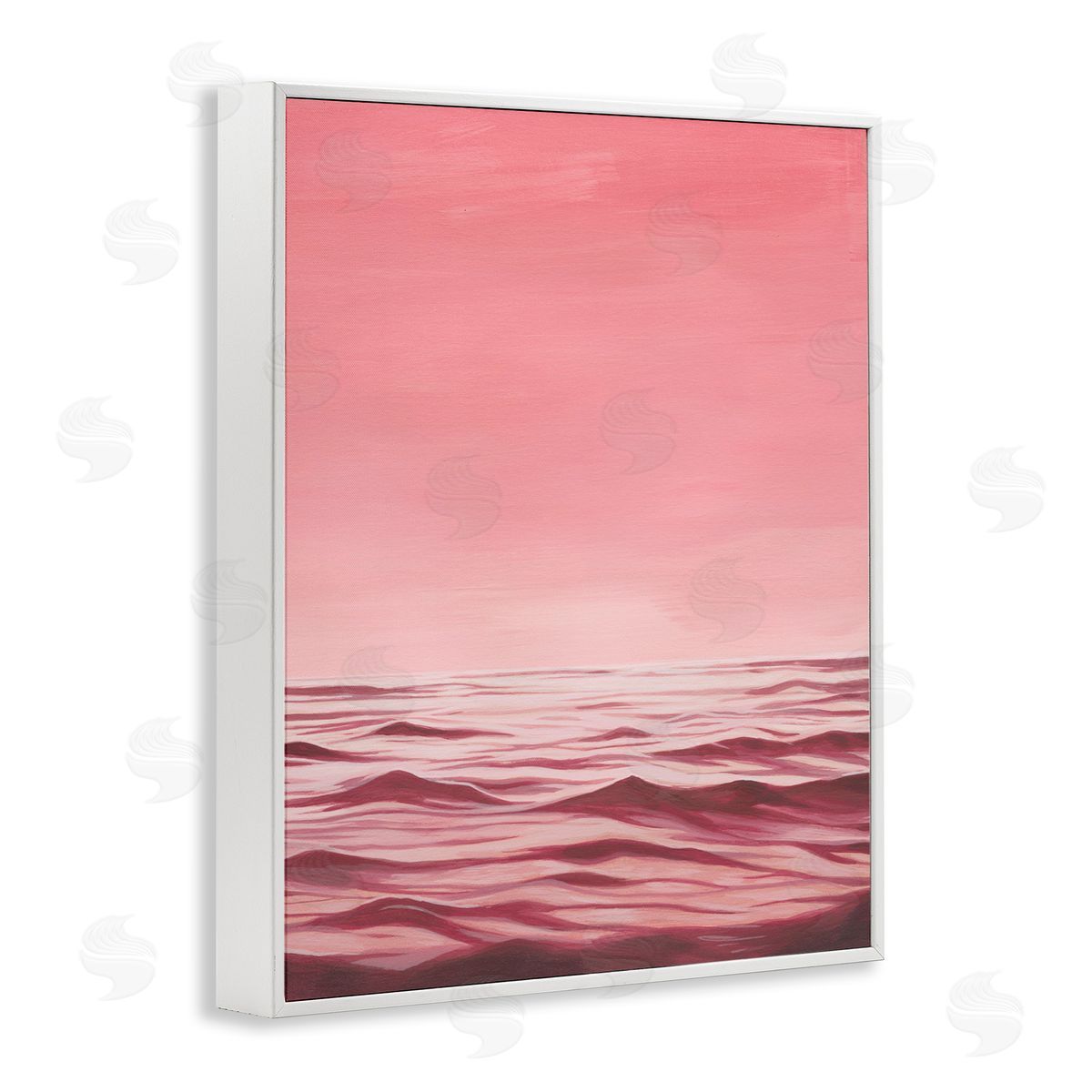 Pink Sea Waves White Frame Print Wall Art, Home Decor by Grace Popp