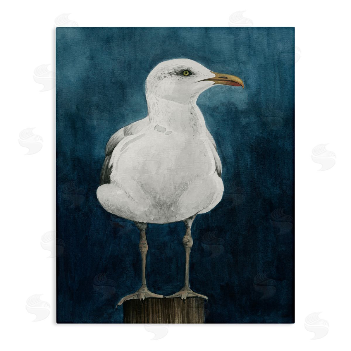 Grace Popp Seagull Perched over Blue Canvas Wall Art Print