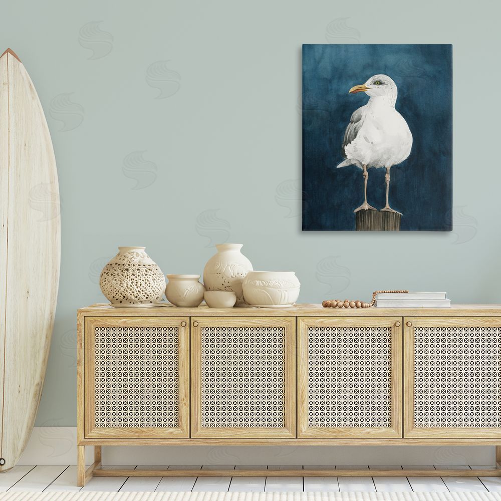 Grace Popp Perched Coastal Bird Canvas Wall Art Print in Room