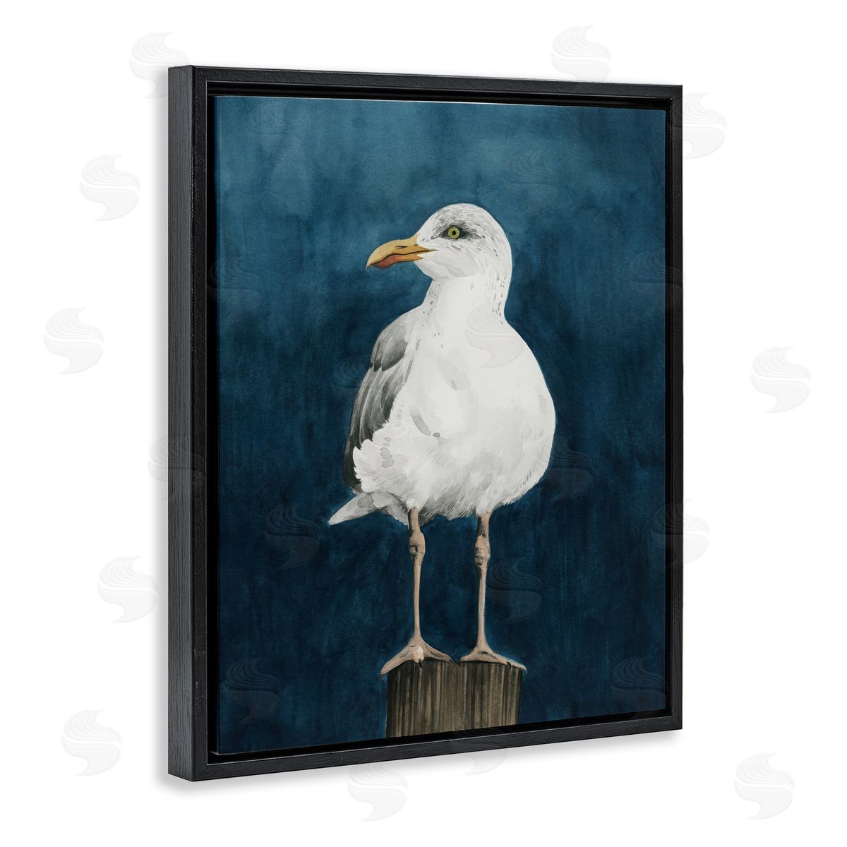 Grace Popp Perched Coastal Bird Black Floating Frame Canvas Wall Art Print