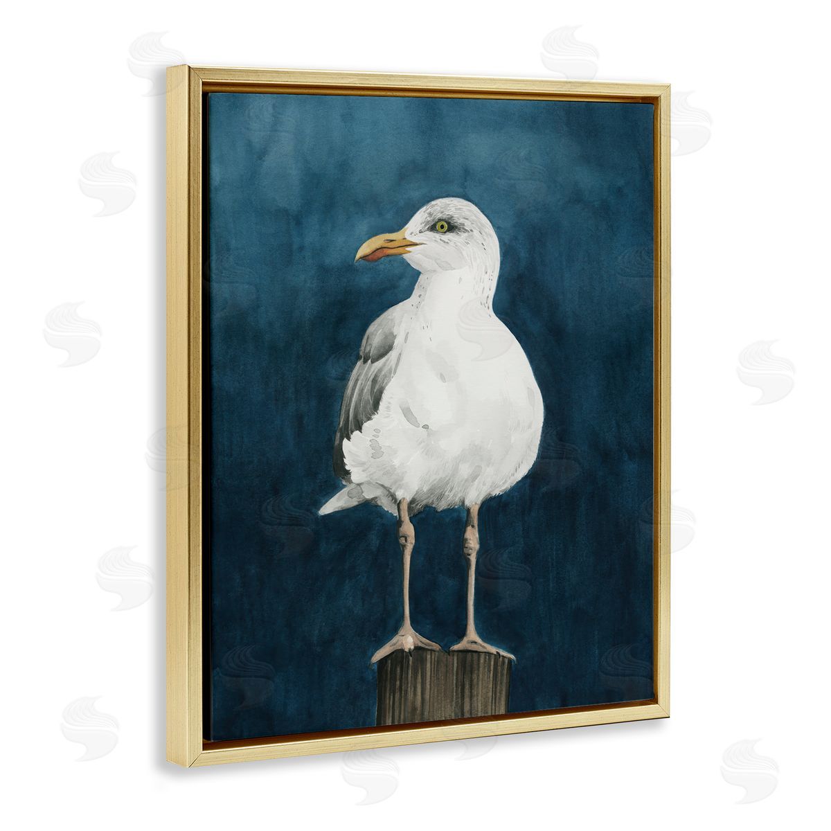 Grace Popp Perched Coastal Bird Gold Floating Frame Canvas Wall Art Print