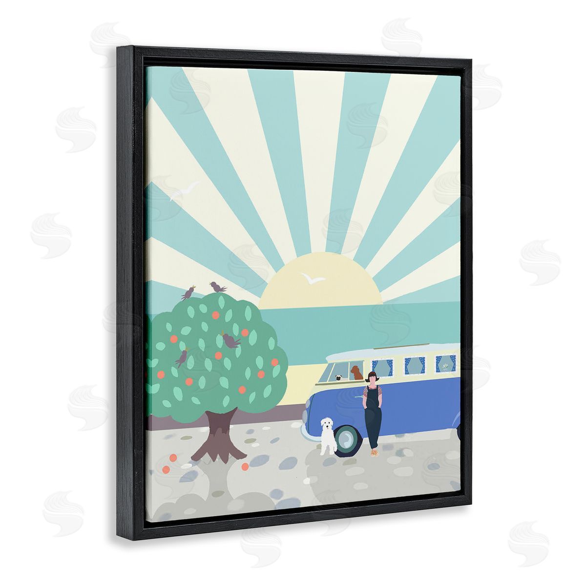 Betty Boynes Road Trip Stop Black Floating Frame Canvas Wall Art Print
