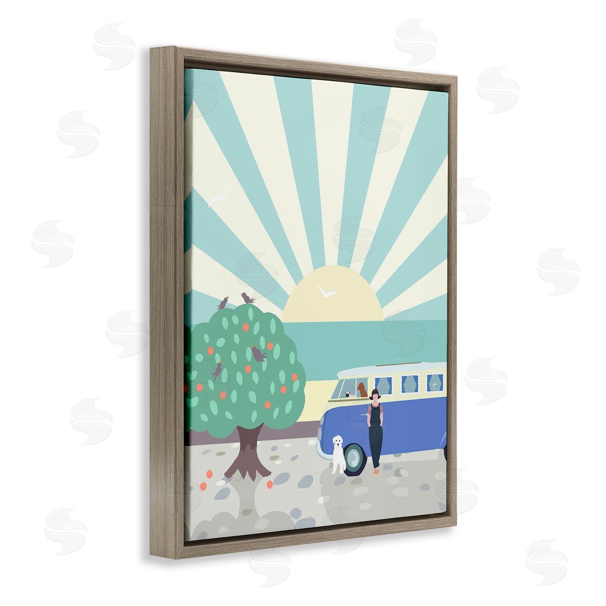 Betty Boynes Road Trip Stop Brown Floating Frame Canvas Wall Art Print