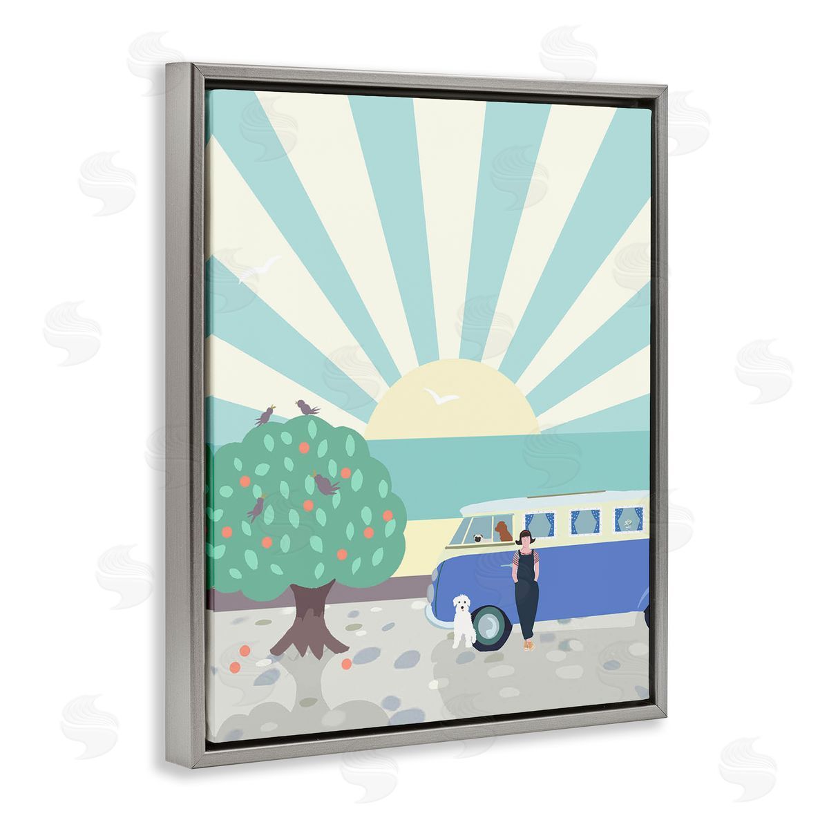 Betty Boynes Road Trip Stop Gray Floating Frame Canvas Wall Art Print