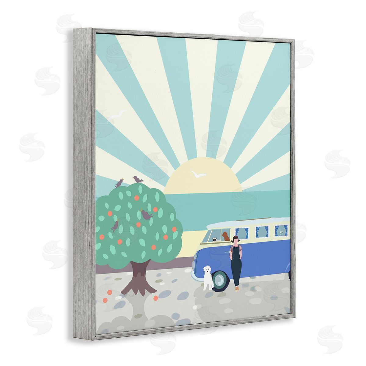 Betty Boynes Road Trip Stop Gray Framed Giclee Wall Art Print