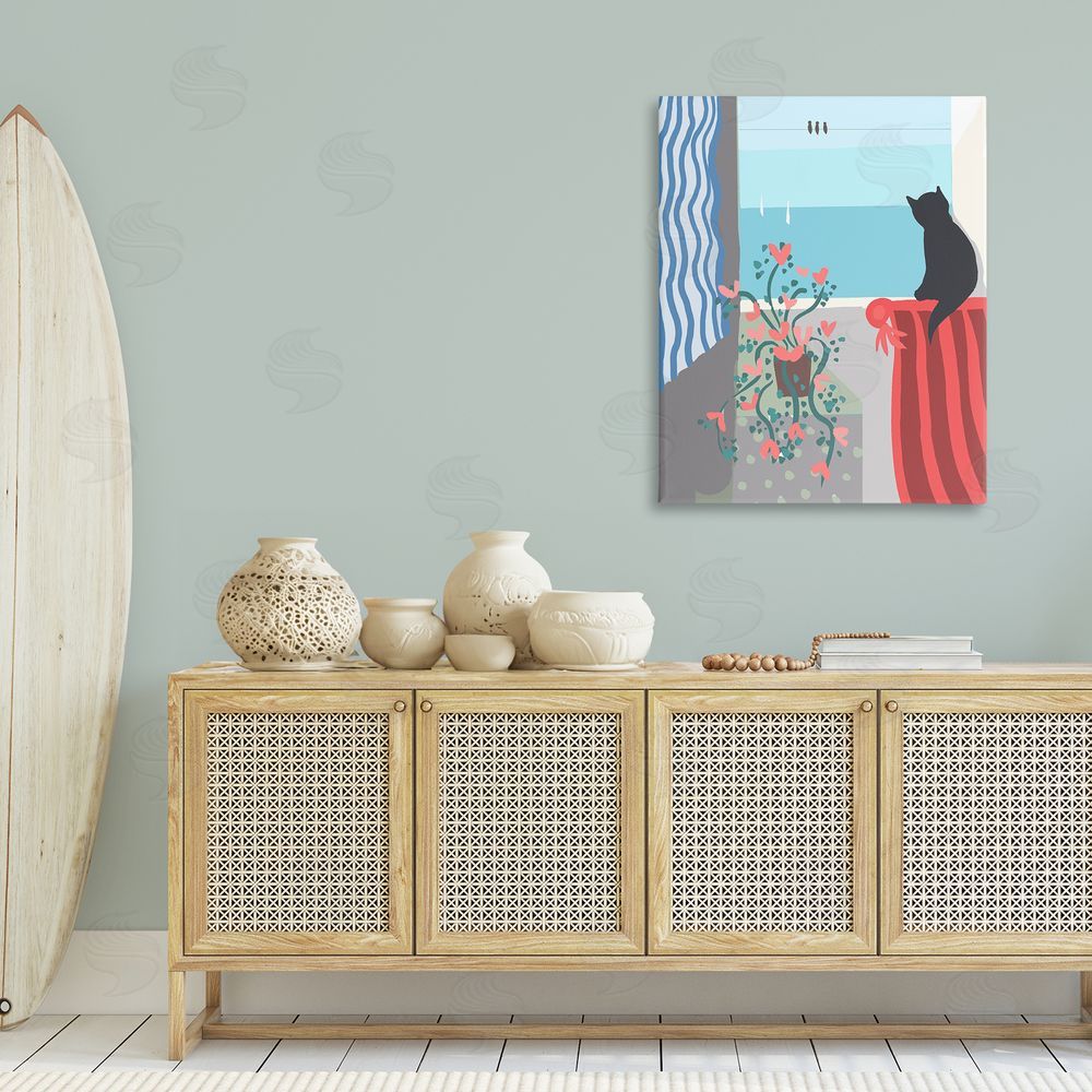 Betty Boynes Window Beach View Canvas Wall Art Print in Room
