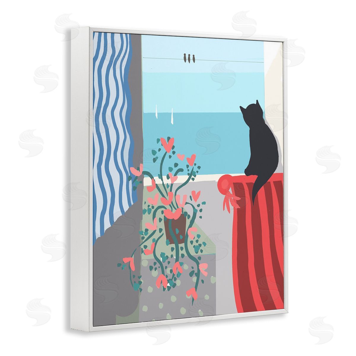 Betty Boynes Window Beach View White Framed Giclee Wall Art Print