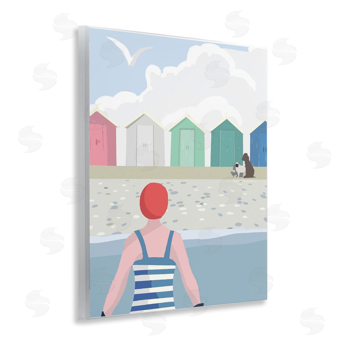 Betty Boynes Beach Huts View Wooden Wall Plaque Art Print