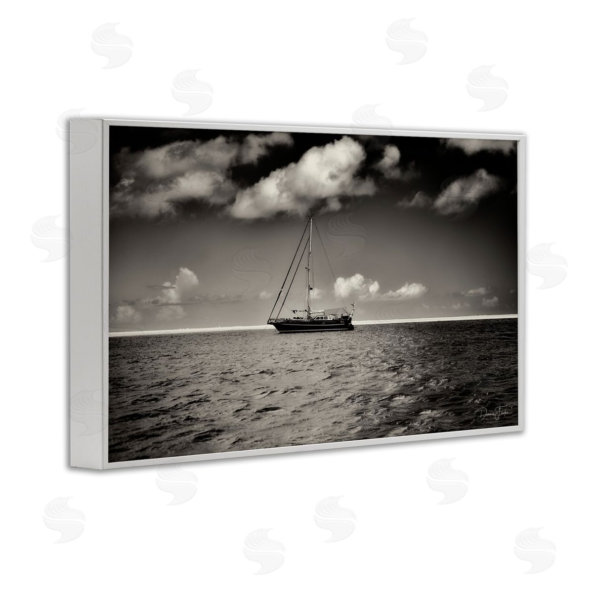 Clouds Over Big Ship White Frame Print Wall Art, Home Decor by Dennis Frates