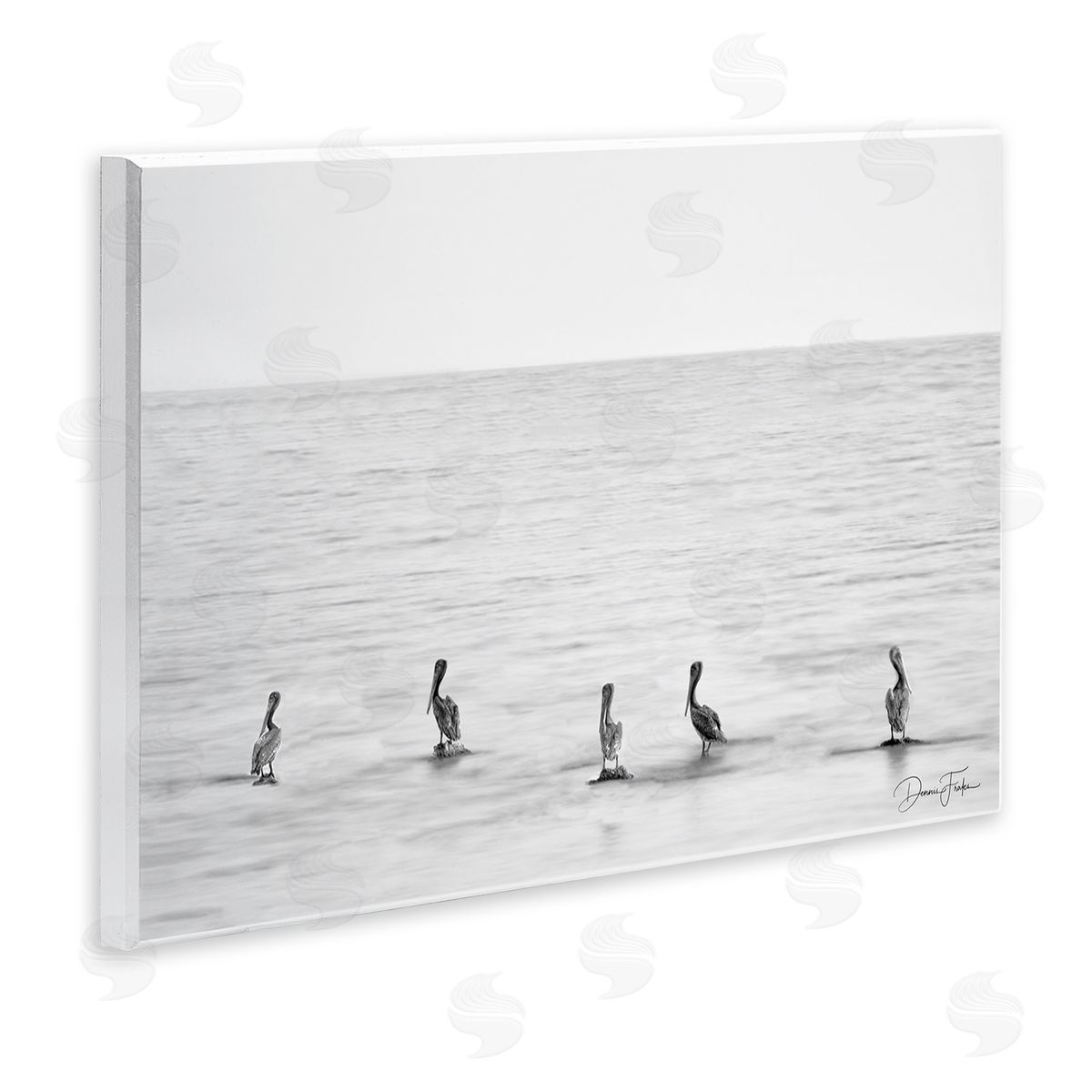 Pelicans on Shore Wood Plaque Wall Art, Home Decor by Dennis Frates