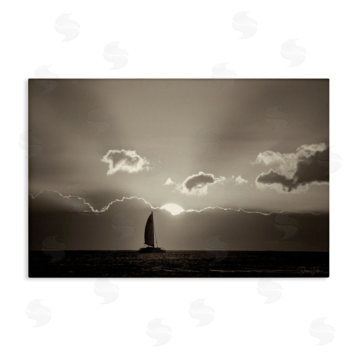 Dennis Frates Sun Peeking Over Boat Canvas Wall Art Print