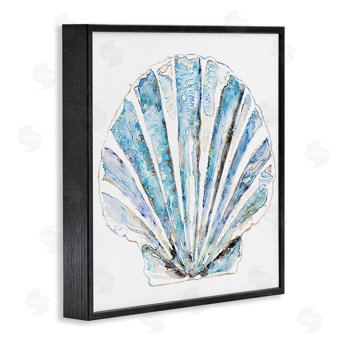 Blue Clam Shell Black Frame Print Wall Art, Home Decor by Christine Zalewski