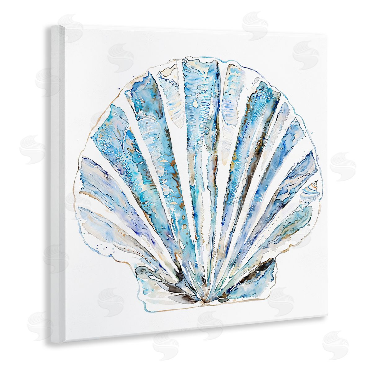 Blue Clam Shell Wood Plaque Wall Art, Home Decor by Christine Zalewski