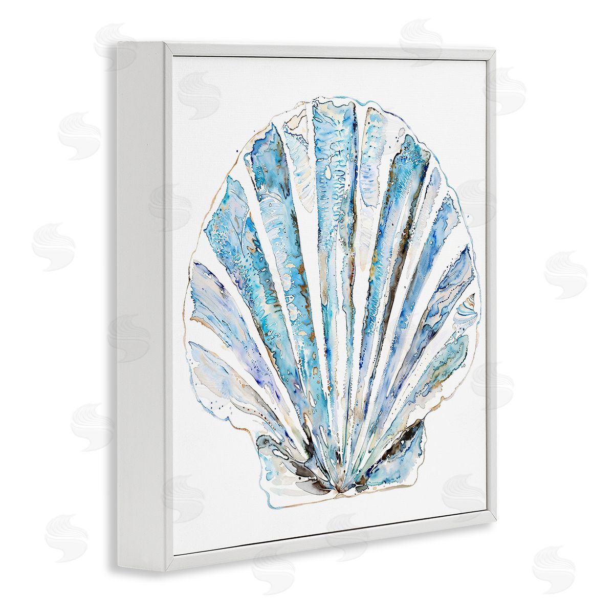 Blue Clam Shell White Frame Print Wall Art, Home Decor by Christine Zalewski