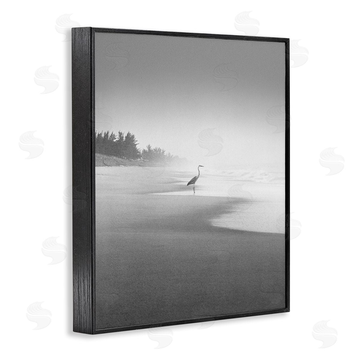 Heron on Beach Coast Black Frame Print Wall Art, Home Decor by Chip Forelli