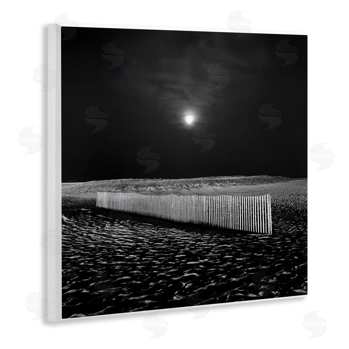 Beach Fence at Night Wood Plaque Wall Art, Home Decor by Chip Forelli