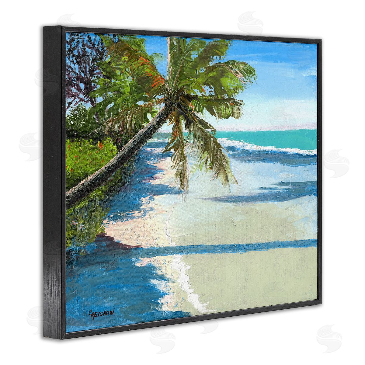 Christine Reichow Beach Shadows Landscape Black Framed Giclee Wall Art Print