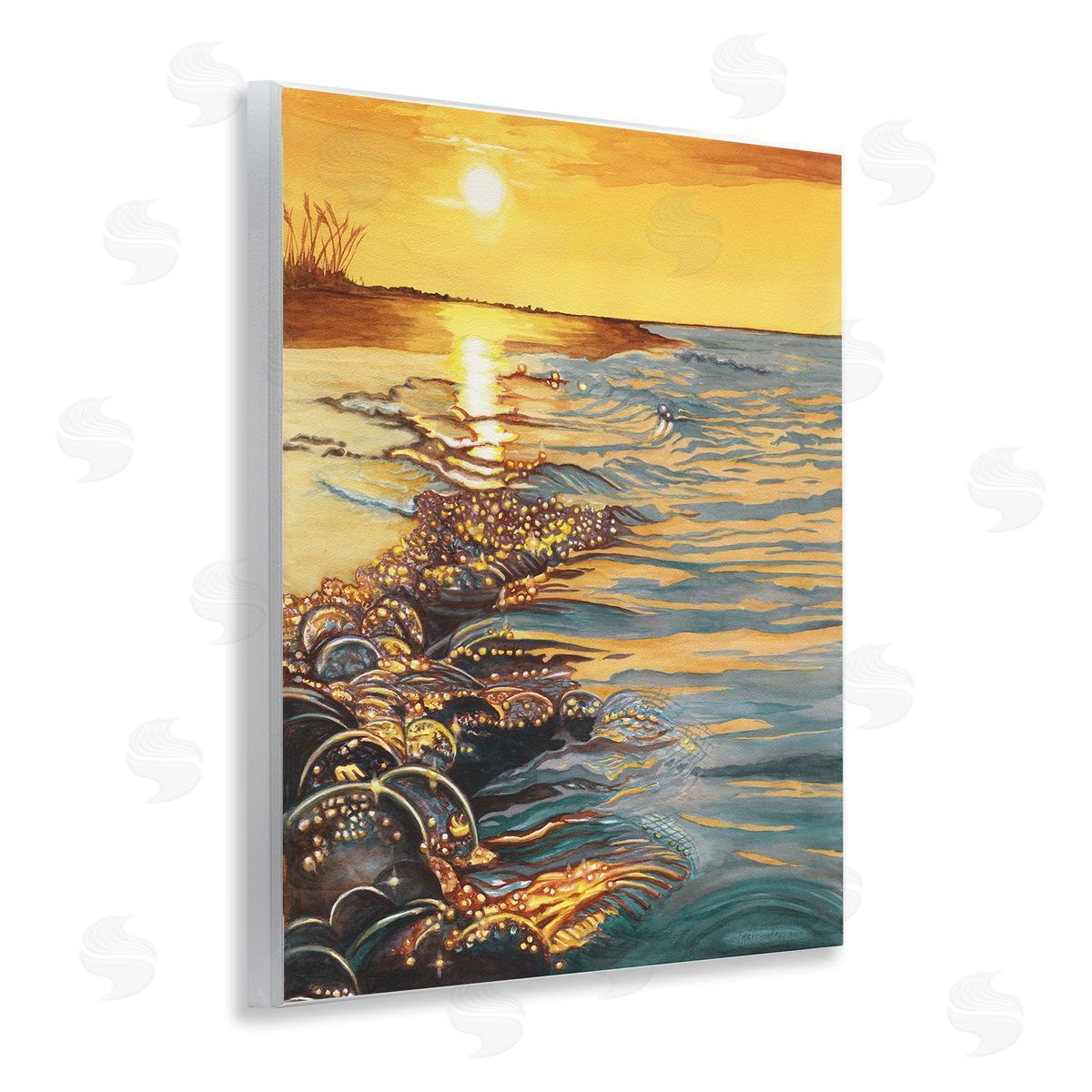 Saltwater Beach Sunset Wood Plaque Wall Art, Home Decor by Christine Reichow